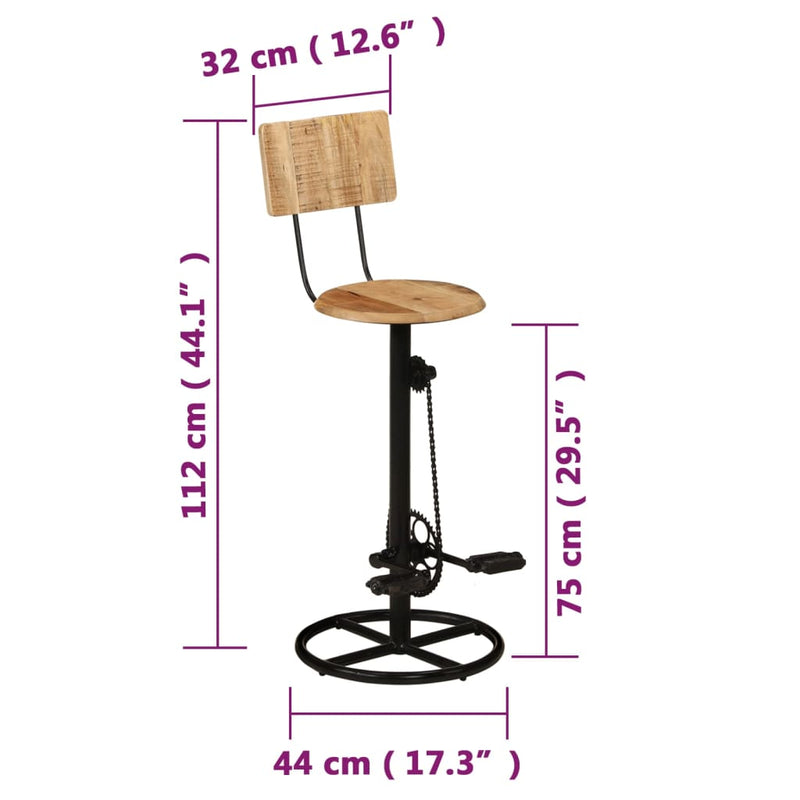 vidaXL Bar Stools 2 pcs Solid Wood Mango
