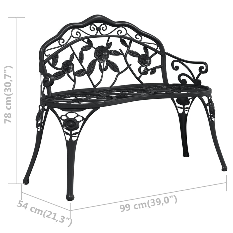 vidaXL Garden Bench 99 cm Cast Aluminium Black