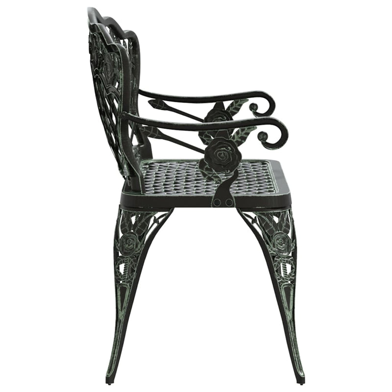 vidaXL Garden Bench 108 cm Cast Aluminium Green