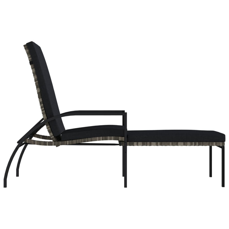 vidaXL Sun Lounger with Footrest PE Rattan Grey
