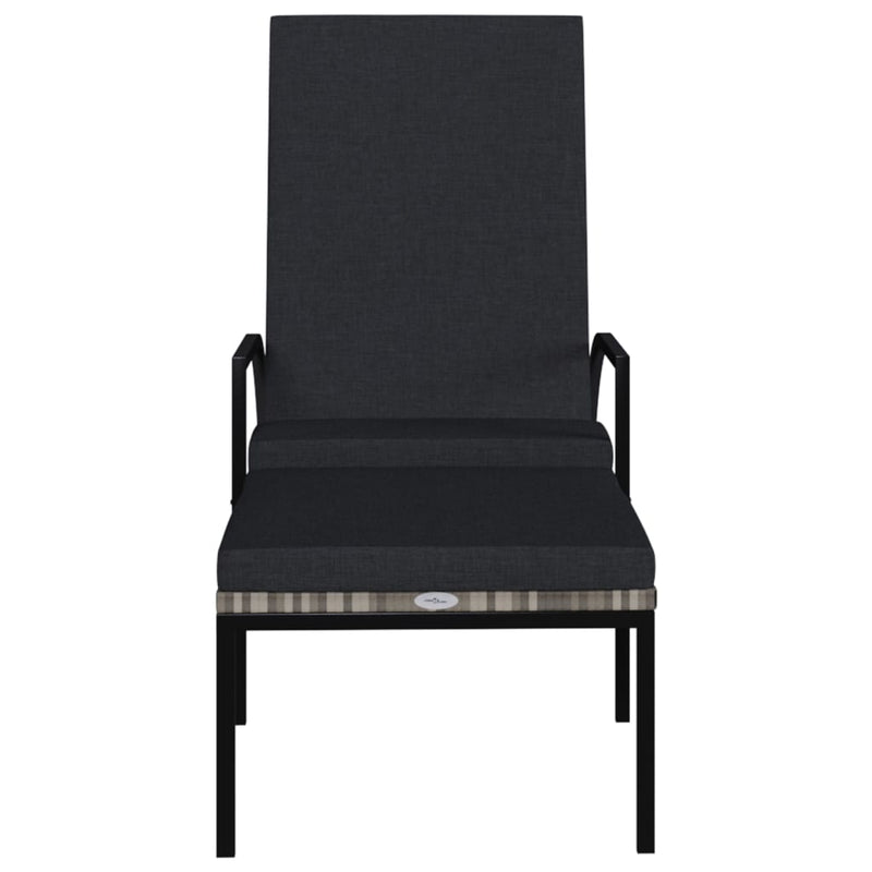 vidaXL Sun Loungers 2 pcs with Footrest PE Rattan Grey