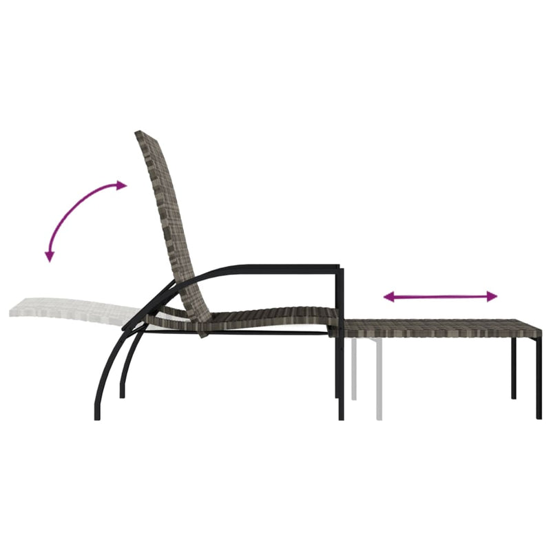vidaXL Sun Loungers 2 pcs with Footrest PE Rattan Grey