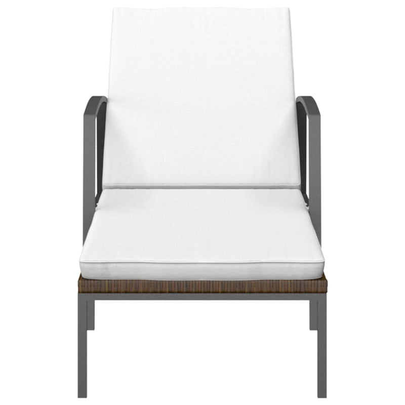 vidaXL Garden Sun Lounger with Cushion Poly Rattan Brown