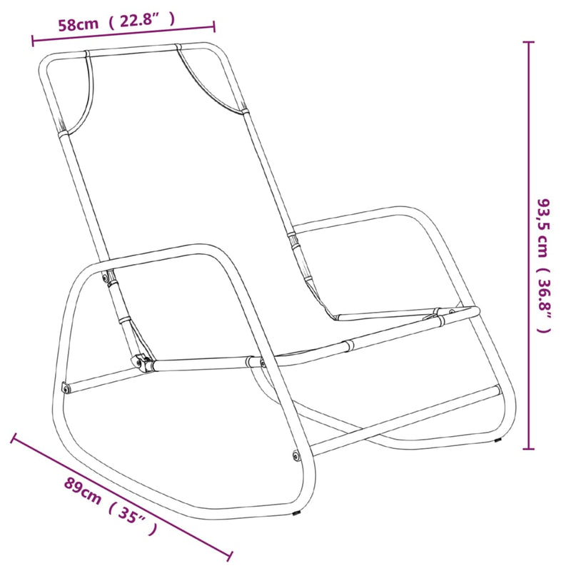 vidaXL Rocking Sun Lounger Black Steel and Textilene