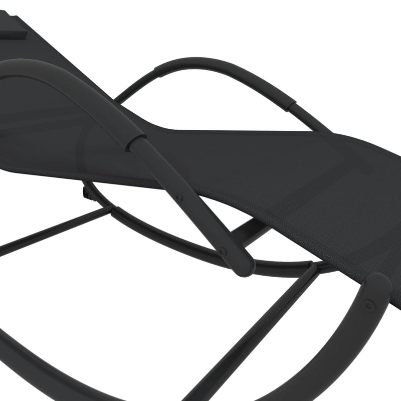 vidaXL Rocking Sun Loungers 2 pcs Black Steel and Textilene