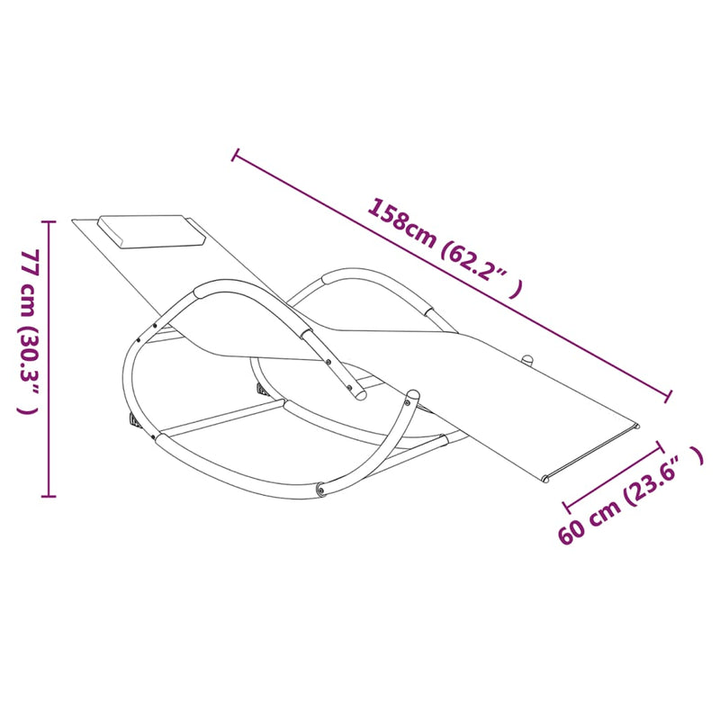 vidaXL Rocking Sun Loungers 2 pcs Black Steel and Textilene