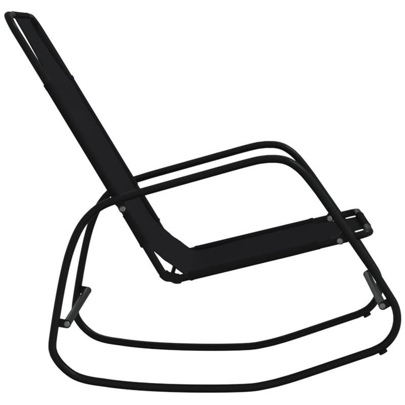 vidaXL Rocking Sun Loungers 2 pcs Black Steel and Textilene