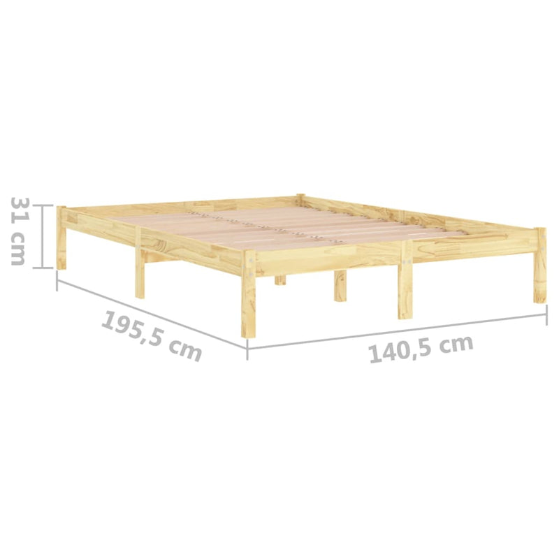 vidaXL Bed Frame without Mattress Solid Wood 135x190 cm