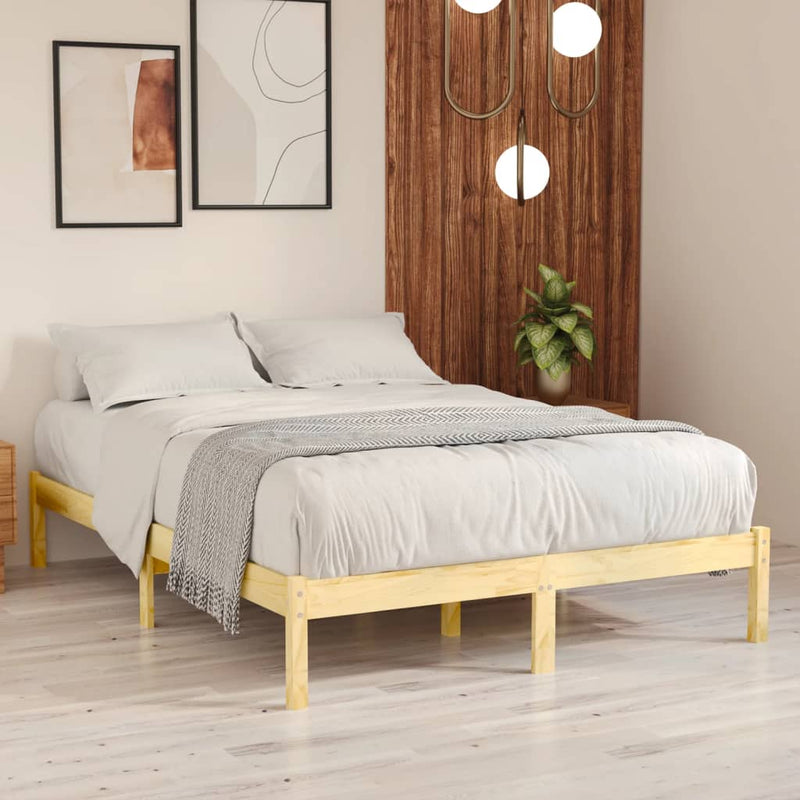 vidaXL Bed Frame without Mattress Solid Wood 135x190 cm