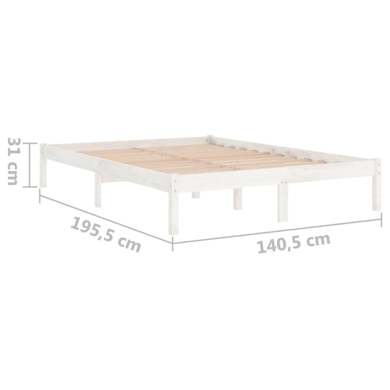 vidaXL Bed Frame without Mattress White Solid Wood 135x190 cm
