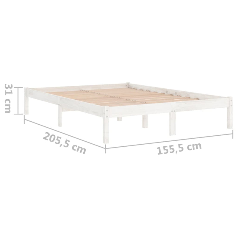 vidaXL Bed Frame without Mattress White Solid Wood 150x200 cm