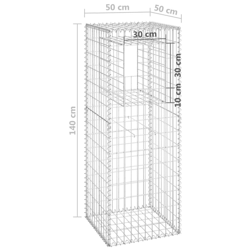 vidaXL Gabion Basket Posts 2 pcs 50x50x140 cm Iron