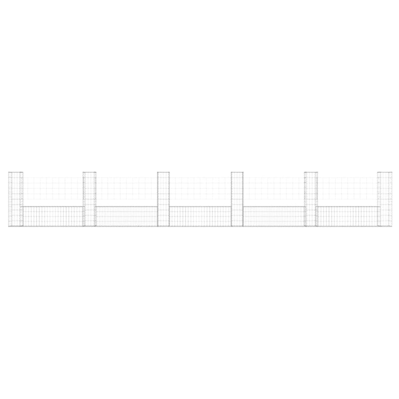 vidaXL U-shape Gabion Basket with 6 Posts Iron 620x20x100 cm
