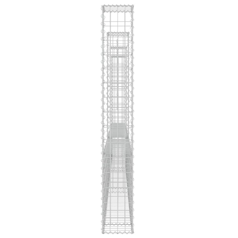 vidaXL U-shape Gabion Basket with 4 Posts Iron 380x20x150 cm