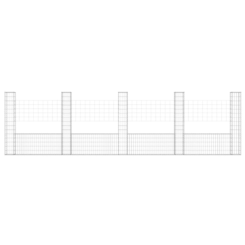 vidaXL U-shape Gabion Basket with 5 Posts Iron 500x20x150 cm