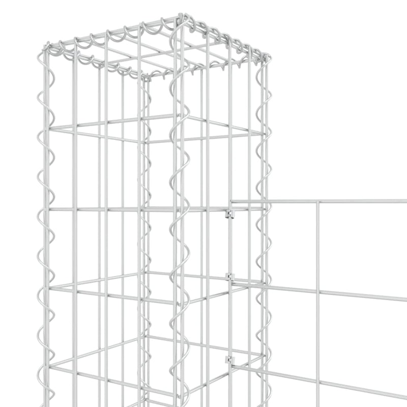 vidaXL U-shape Gabion Basket with 5 Posts Iron 500x20x150 cm