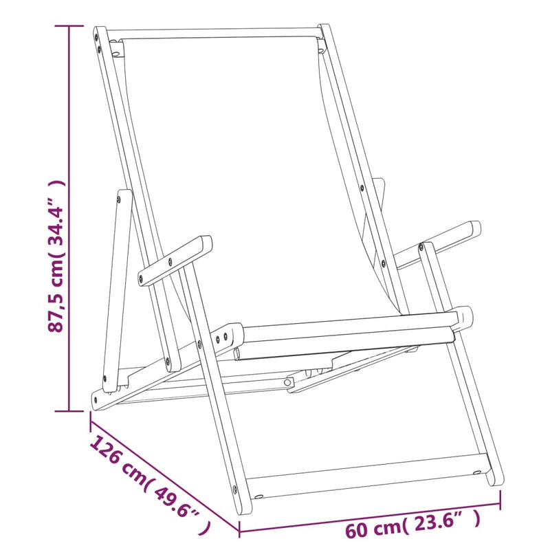 vidaXL Folding Beach Chair Solid Wood Teak Grey