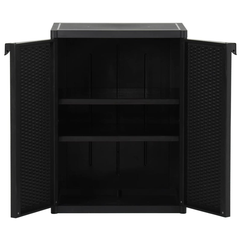 vidaXL Garden Storage Cabinet Black 65x45x88 cm PP Rattan