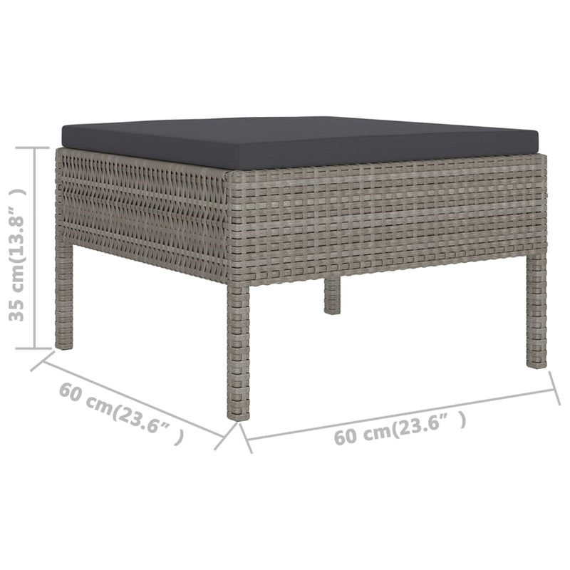 vidaXL 6 Piece Garden Lounge Set with Cushions Poly Rattan Grey