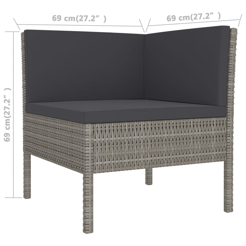 vidaXL 6 Piece Garden Lounge Set with Cushions Poly Rattan Grey