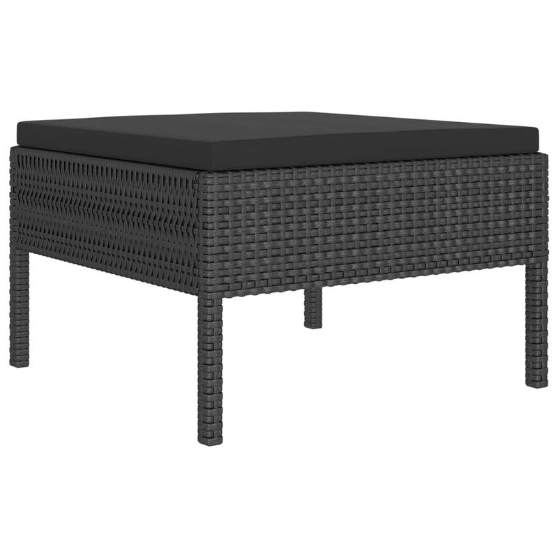 vidaXL 5 Piece Garden Lounge Set with Cushions Poly Rattan Black
