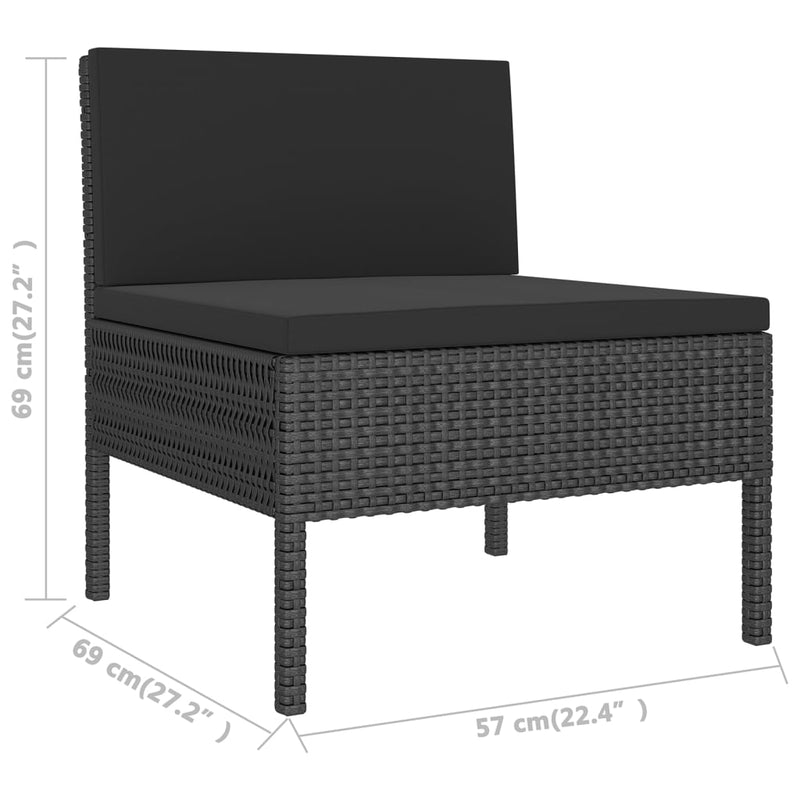 vidaXL 5 Piece Garden Lounge Set with Cushions Poly Rattan Black