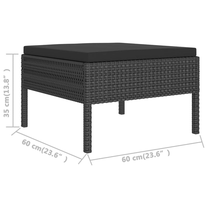 vidaXL 5 Piece Garden Lounge Set with Cushions Poly Rattan Black