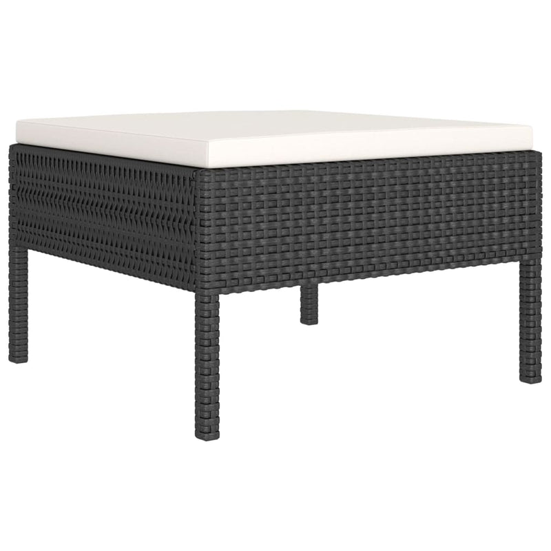 vidaXL 6 Piece Garden Lounge Set with Cushions Poly Rattan Black