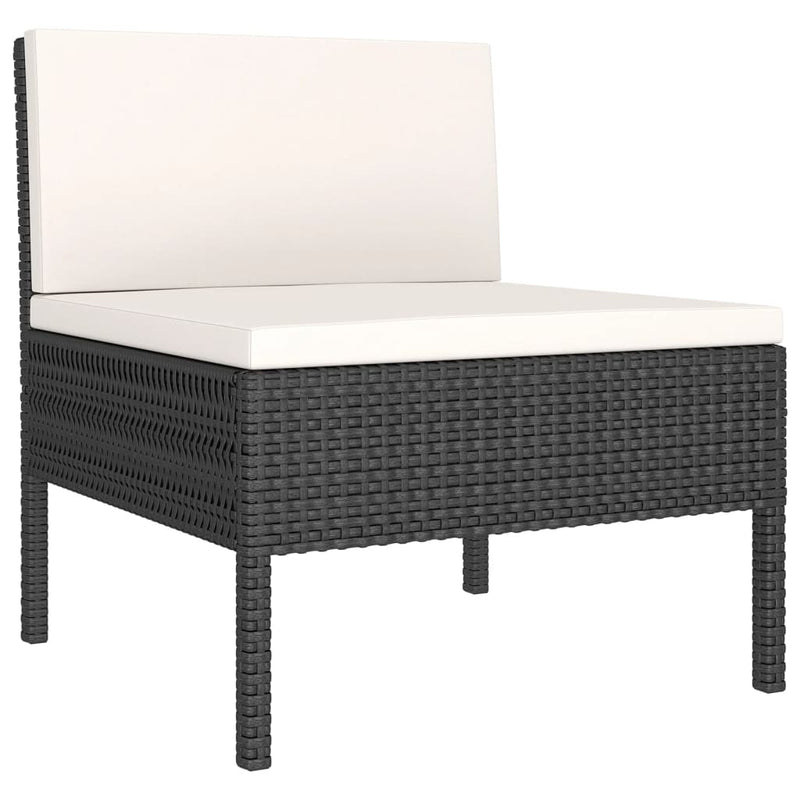 vidaXL 6 Piece Garden Lounge Set with Cushions Poly Rattan Black