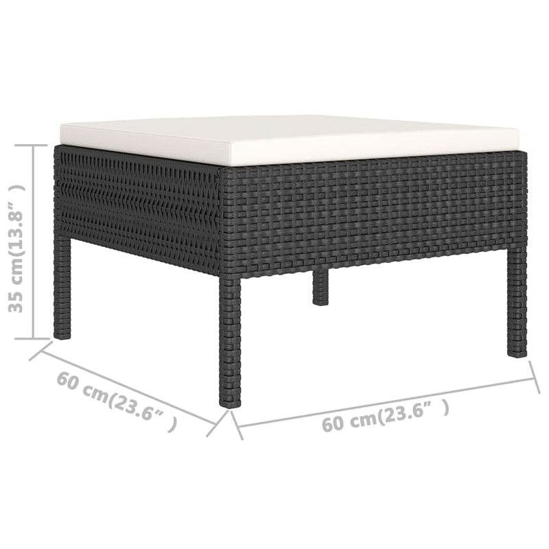 vidaXL 6 Piece Garden Lounge Set with Cushions Poly Rattan Black