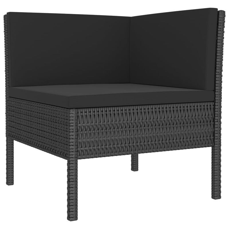 vidaXL 6 Piece Garden Lounge Set with Cushions Poly Rattan Black