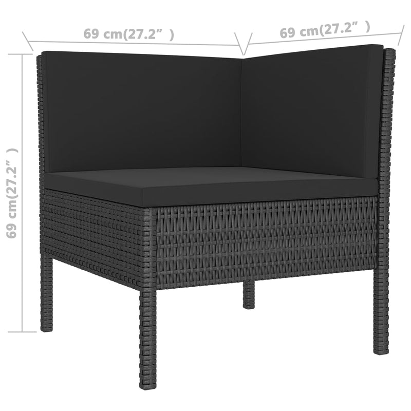 vidaXL 6 Piece Garden Lounge Set with Cushions Poly Rattan Black