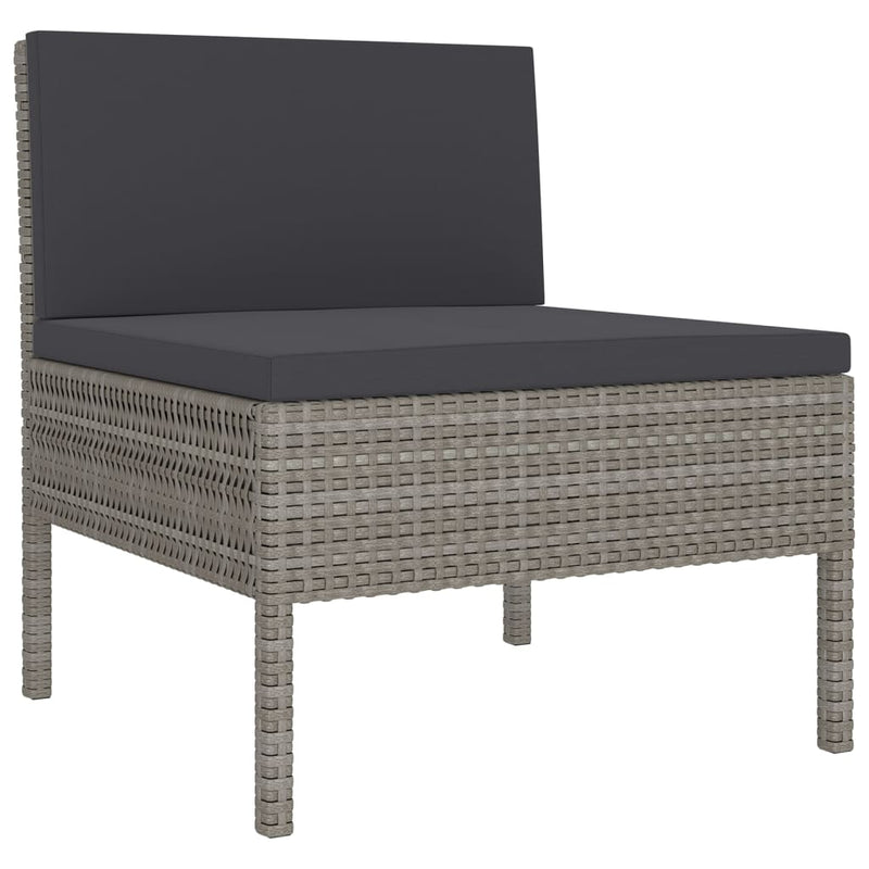 vidaXL 6 Piece Garden Lounge Set with Cushions Poly Rattan Grey