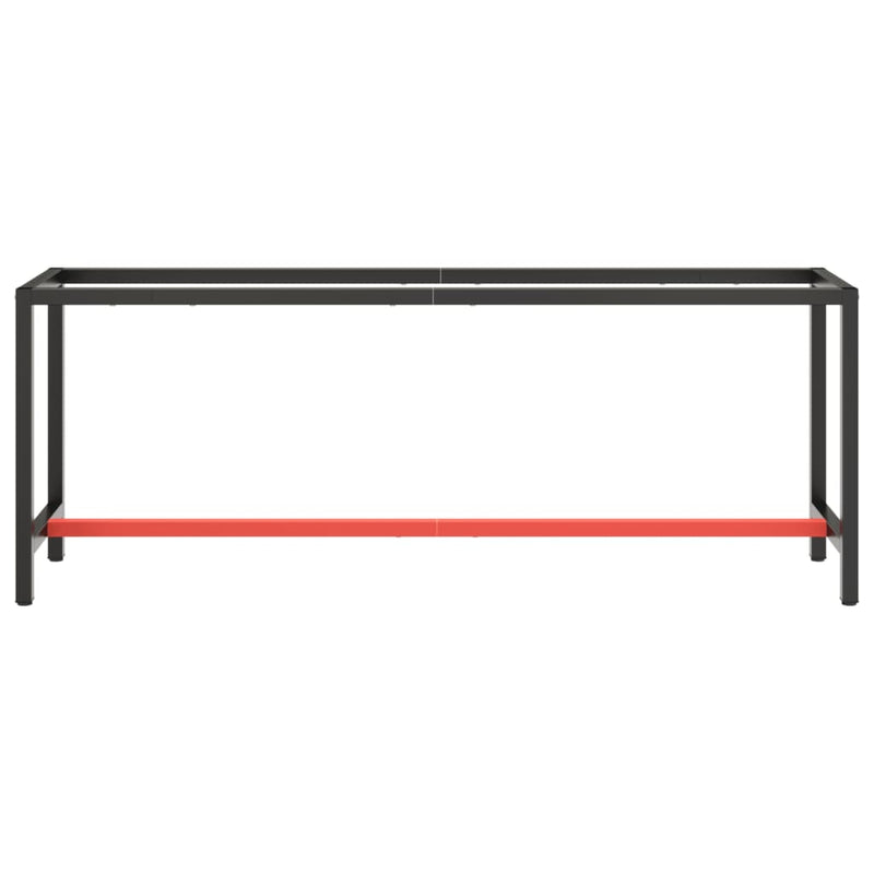 vidaXL Work Bench Frame Matte Black and Matte Red 210x50x79 cm Metal