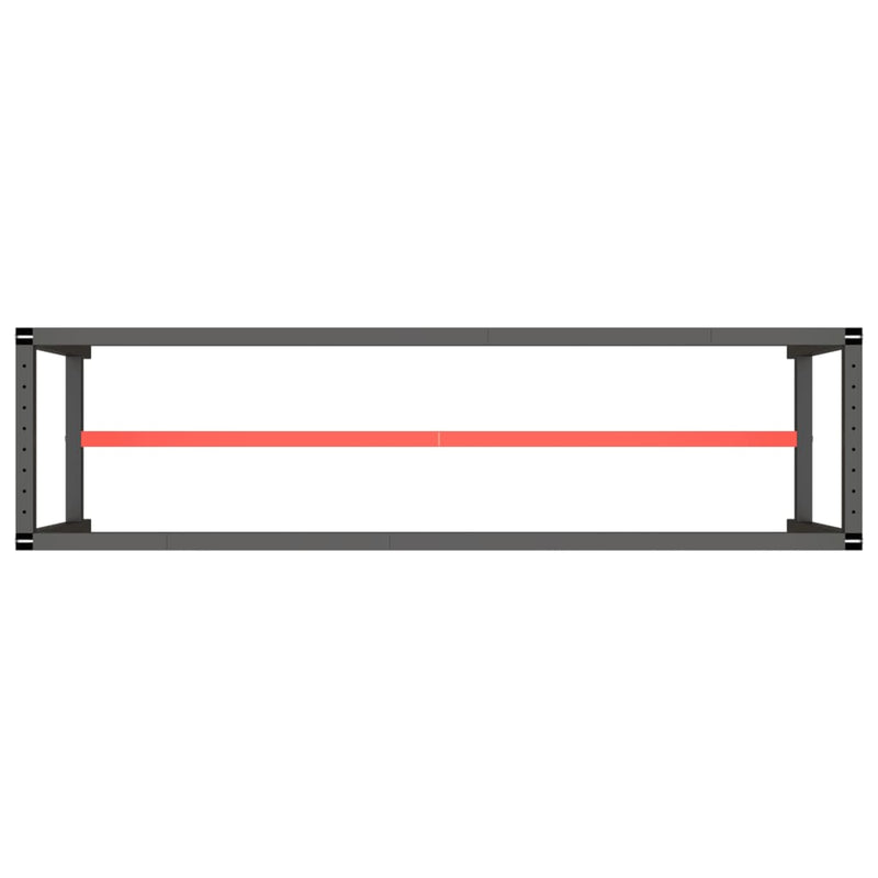 vidaXL Work Bench Frame Matte Black and Matte Red 210x50x79 cm Metal
