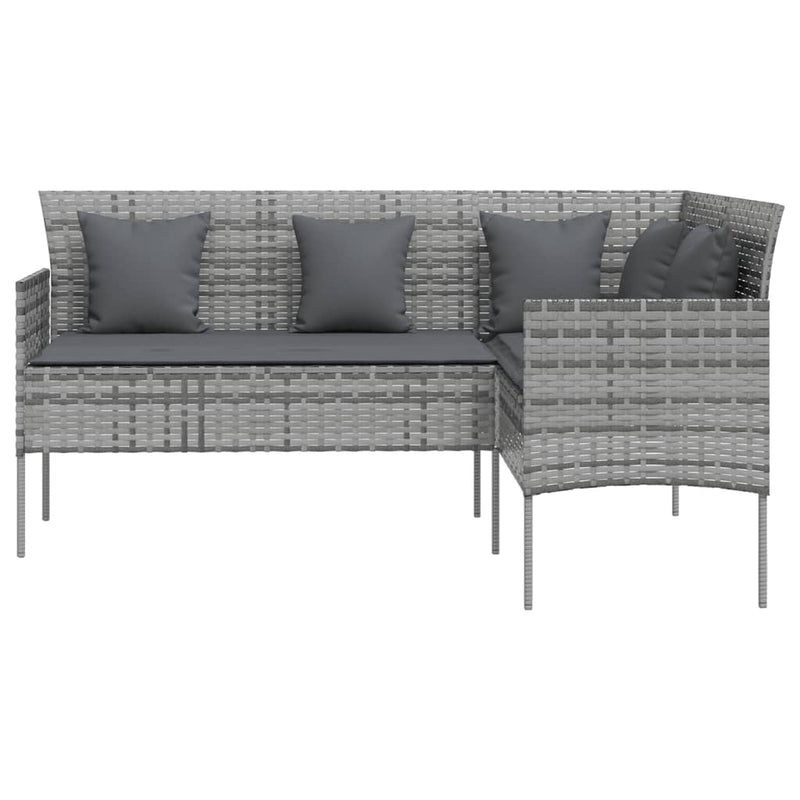 vidaXL 5 Piece L-shaped Couch Sofa Set with Cushions Poly Rattan Grey