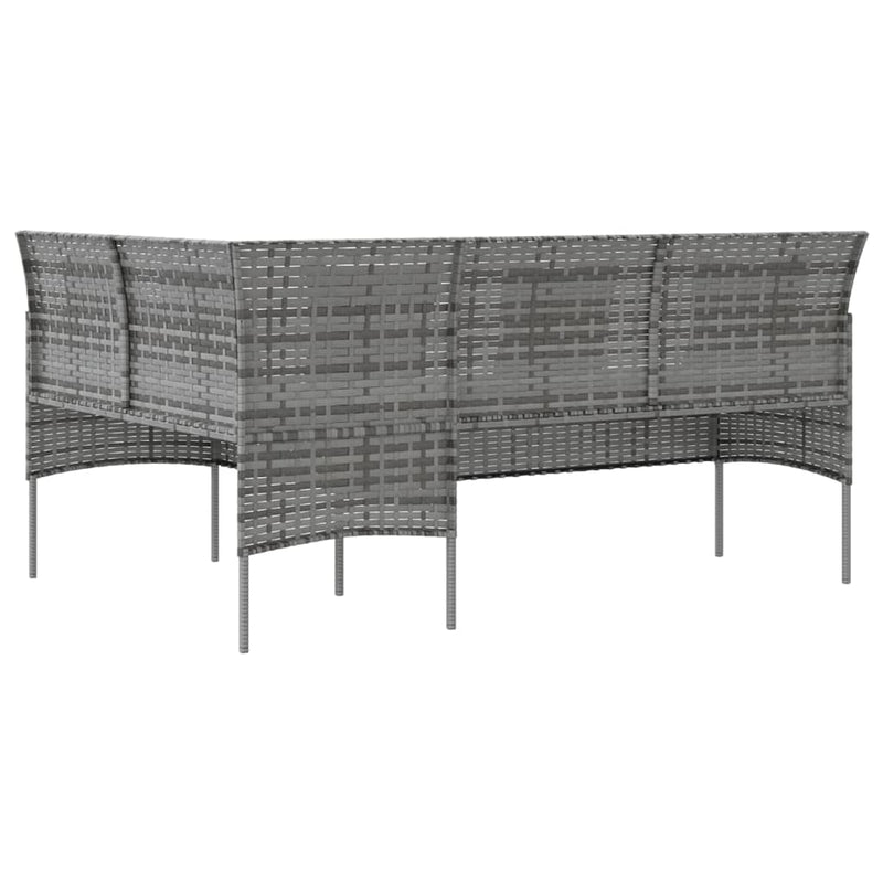 vidaXL 5 Piece L-shaped Couch Sofa Set with Cushions Poly Rattan Grey