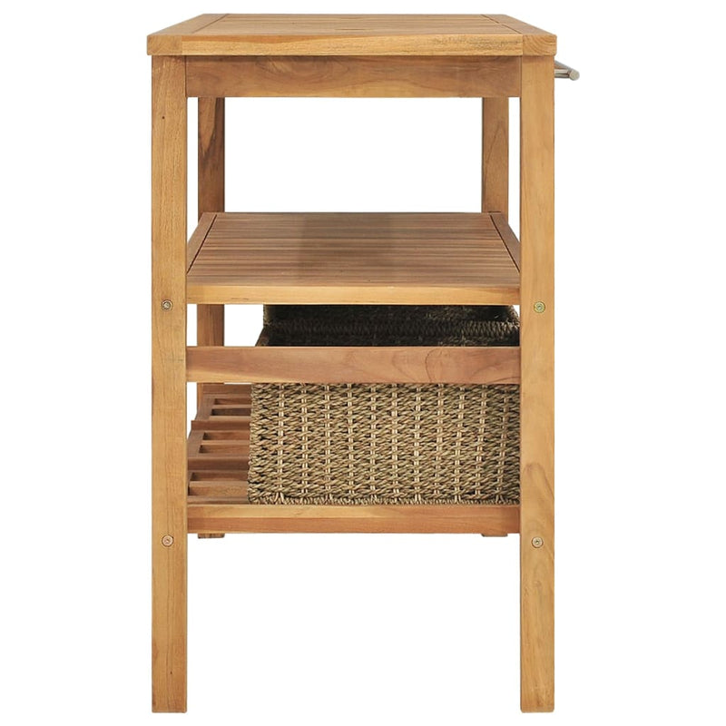 vidaXL Bathroom Vanity Cabinet with 3 Baskets Solid Wood Teak 132x45x75 cm