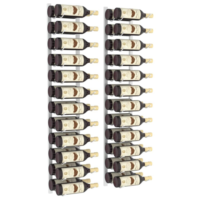 vidaXL Wall Mounted Wine Rack for 24 Bottles 2 pcs White Iron