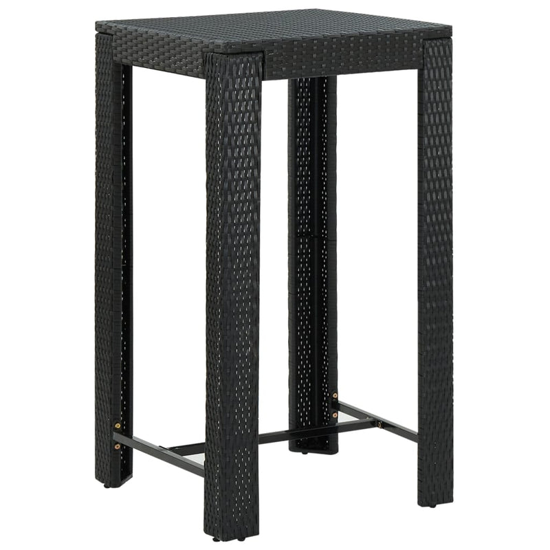 vidaXL 5 Piece Garden Bar Set with Cushions Poly Rattan Black