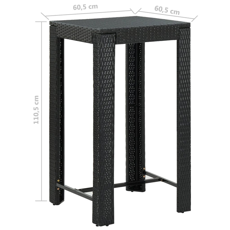 vidaXL 5 Piece Garden Bar Set with Cushions Poly Rattan Black