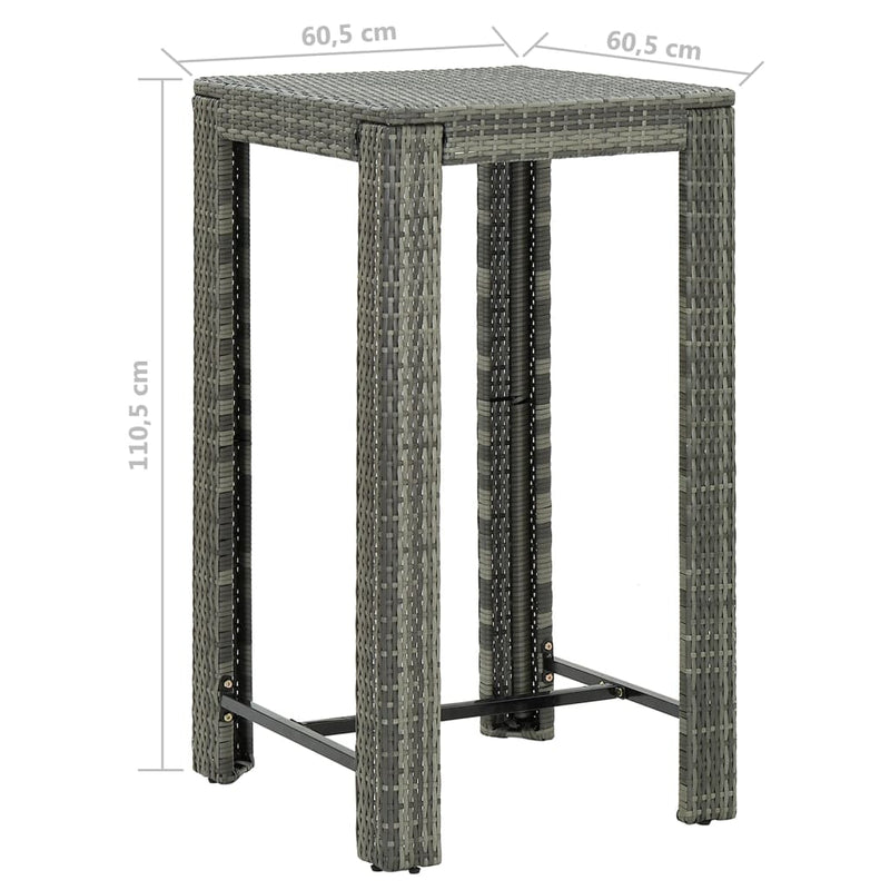 vidaXL 5 Piece Garden Bar Set with Cushions Poly Rattan Grey