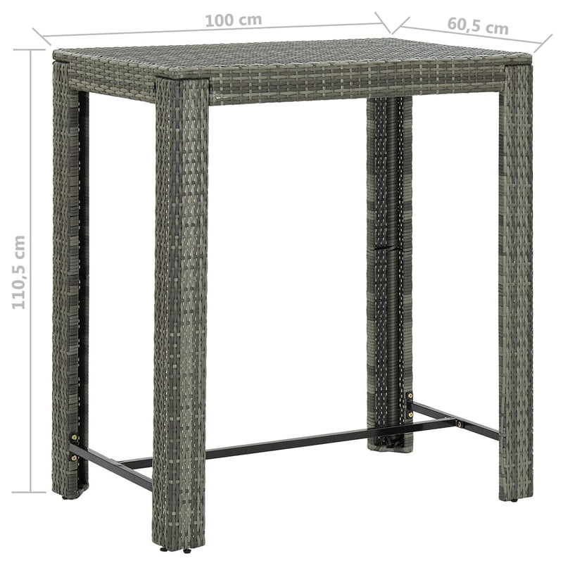 vidaXL 5 Piece Garden Bar Set with Cushions Poly Rattan Grey