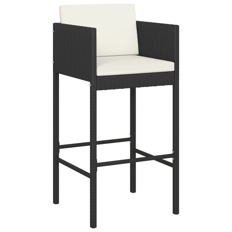 vidaXL 3 Piece Garden Bar Set with Cushions Poly Rattan Black