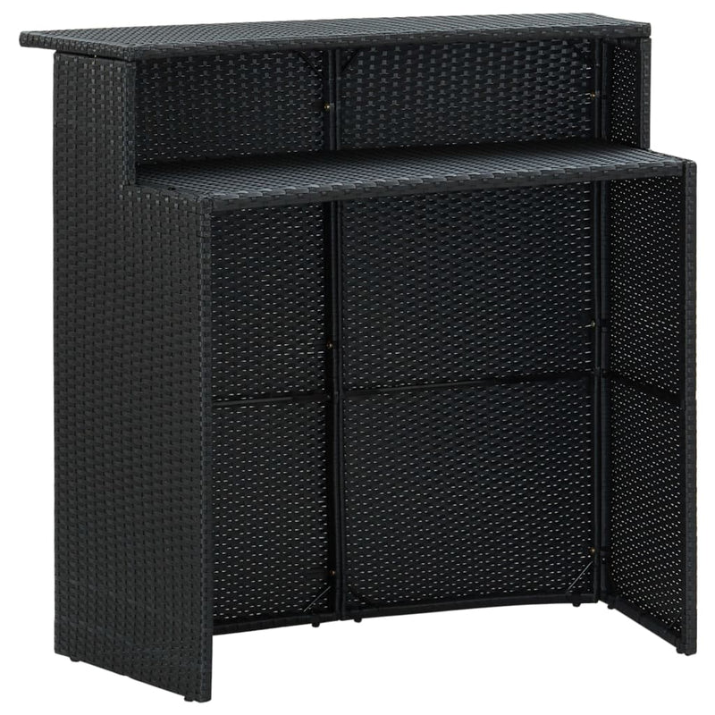 vidaXL 3 Piece Garden Bar Set with Cushions Poly Rattan Black