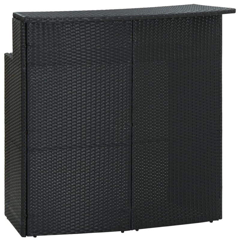 vidaXL 3 Piece Garden Bar Set with Cushions Poly Rattan Black