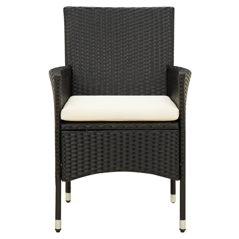 vidaXL 3 Piece Outdoor Dining Set with Cushions Poly Rattan Black