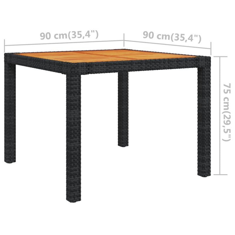 vidaXL 3 Piece Outdoor Dining Set with Cushions Poly Rattan Black