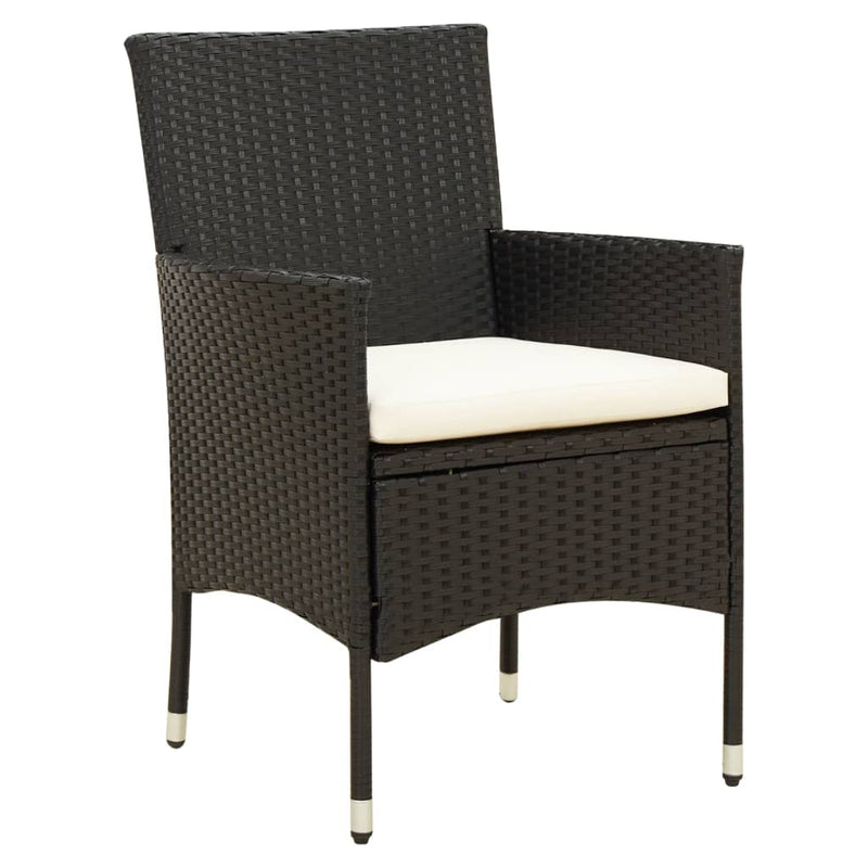 vidaXL 5 Piece Outdoor Dining Set with Cushions Poly Rattan Black