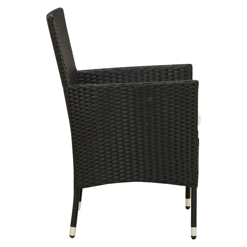 vidaXL 5 Piece Outdoor Dining Set with Cushions Poly Rattan Black
